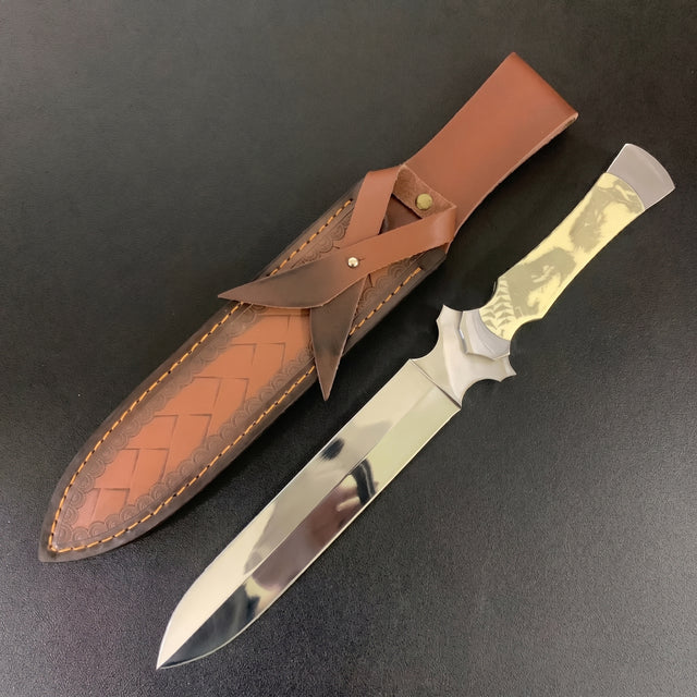 Damascus Outdoor Fixed-Blade “Sword Slave” Tactical Knife 6901 – Outdoor Camping, EDC, Handcrafted Knife, Collectible, Gift, Display, Forged Artwork, Outdoor Handcrafted Collectible