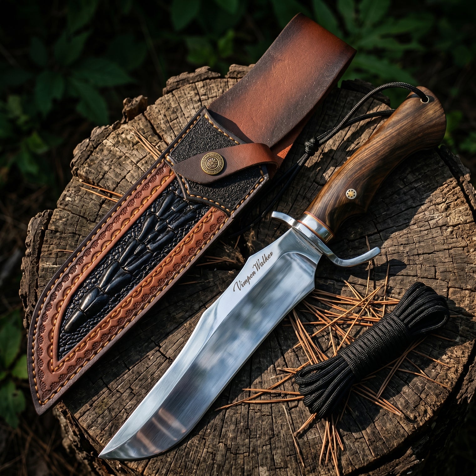 Damascus Outdoor Fixed-Blade Knife: Grand Game Heavy-Duty Tactical Knife 6890 – Outdoor Camping, EDC, Handcrafted Knife, Collectible, Gift, Display, Forged Artwork, Outdoor