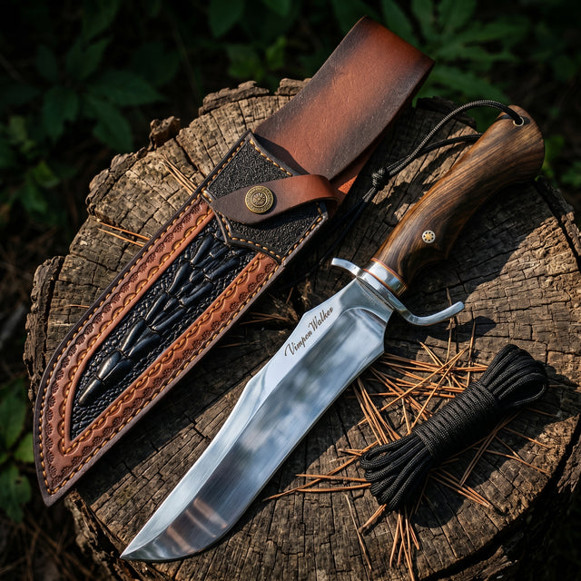 Damascus Outdoor Fixed-Blade Knife: Grand Game Heavy-Duty Tactical Knife 6890 – Outdoor Camping, EDC, Handcrafted Knife, Collectible, Gift, Display, Forged Artwork, Outdoor