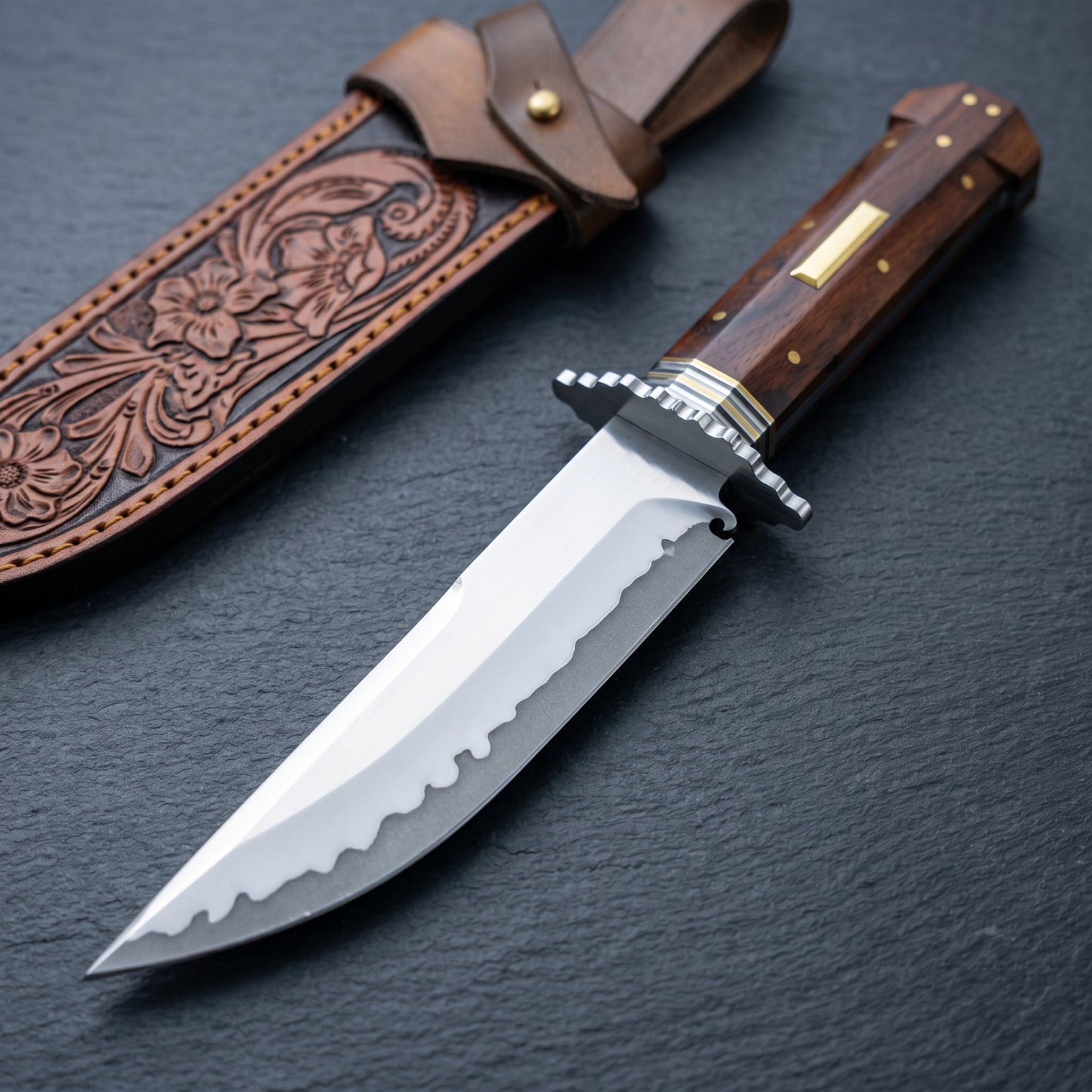 Damascus Outdoor Fixed Blade “Nebula · Dog Bone” 6167 Outdoor Camping EDC Handcrafted Knife—Collectible Gift, Display Piece, Artfully Forged Gift Edition Outdoor Handcrafted Knife