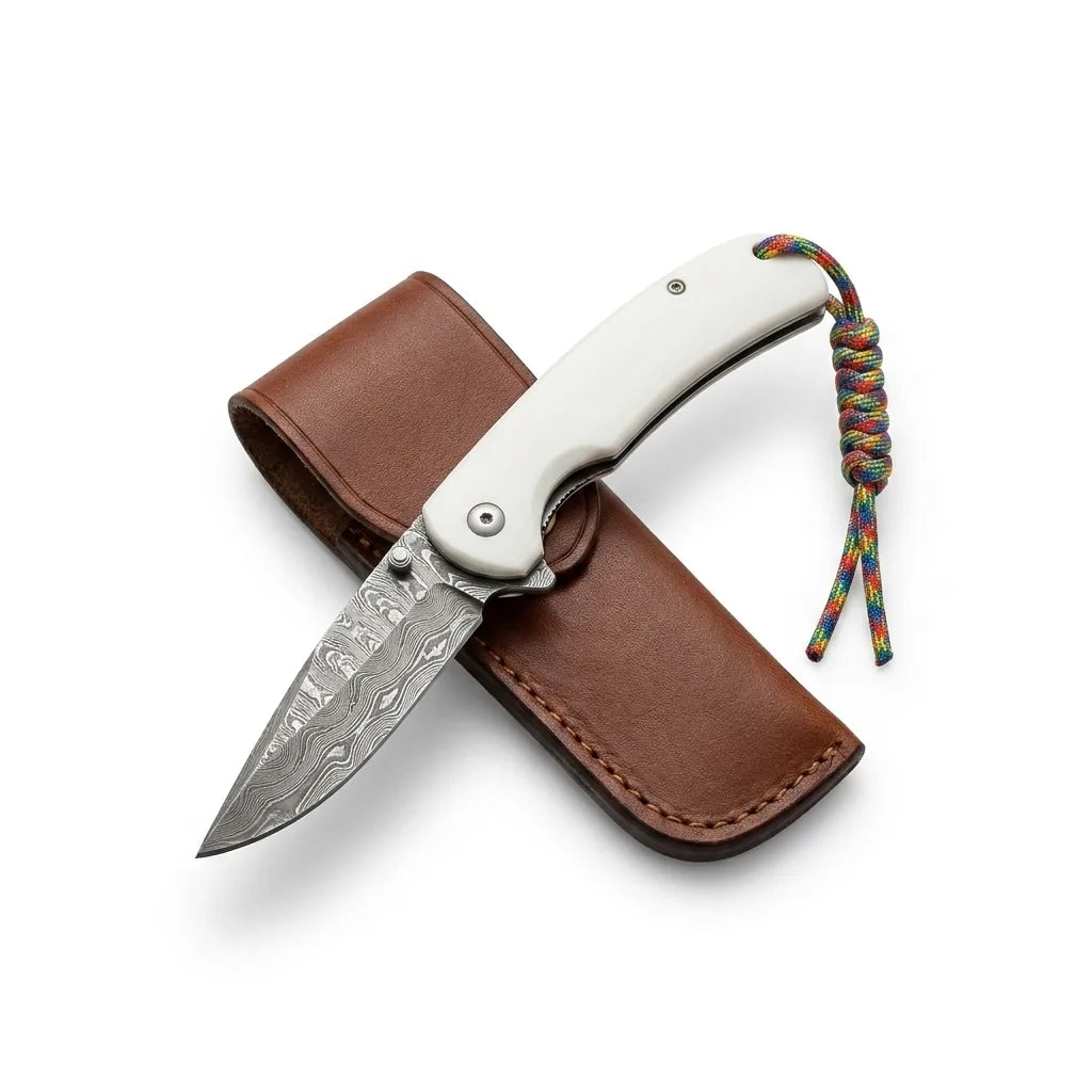 Damascus Folding Knife Damas EDC Collectible Gift - 4008