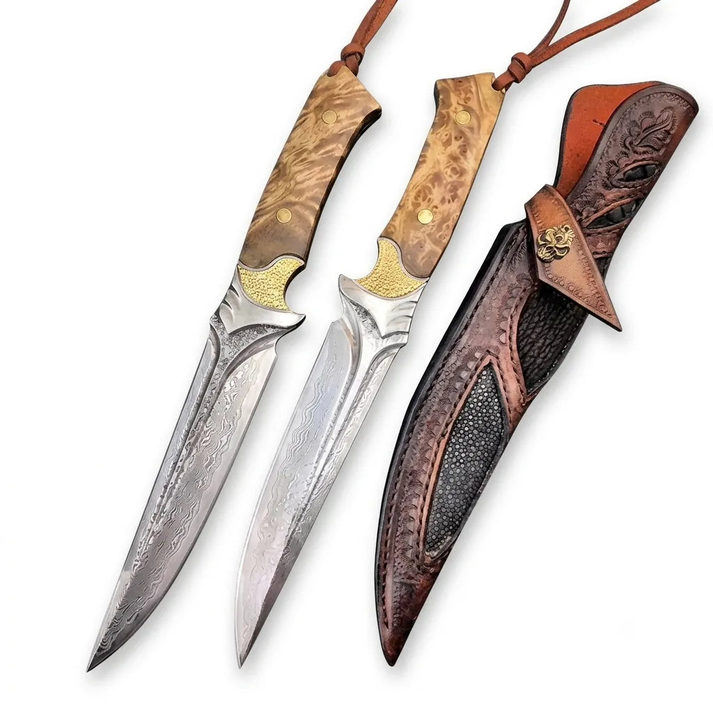 Damascus Straight Knife Yaoh Collectible Fixed Blade - 5788