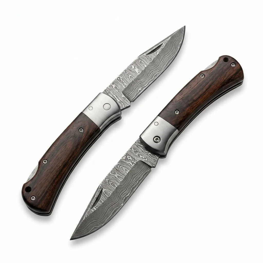Damascus Folding Knife Leech EDC Collectible Gift - 5322