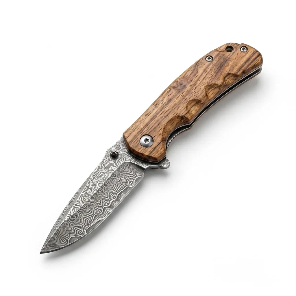 Damascus Folding Knife Mosco EDC Collectible Gift - 4288