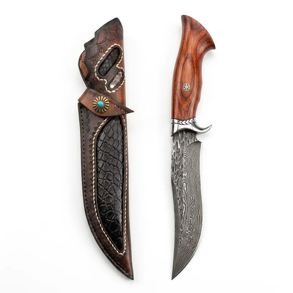 Damascus Straight Knife Akab Collectible Fixed Blade - 5724