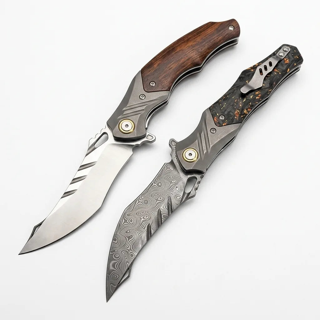 Damascus Folding Knife Poiso EDC Collectible Gift - 6932