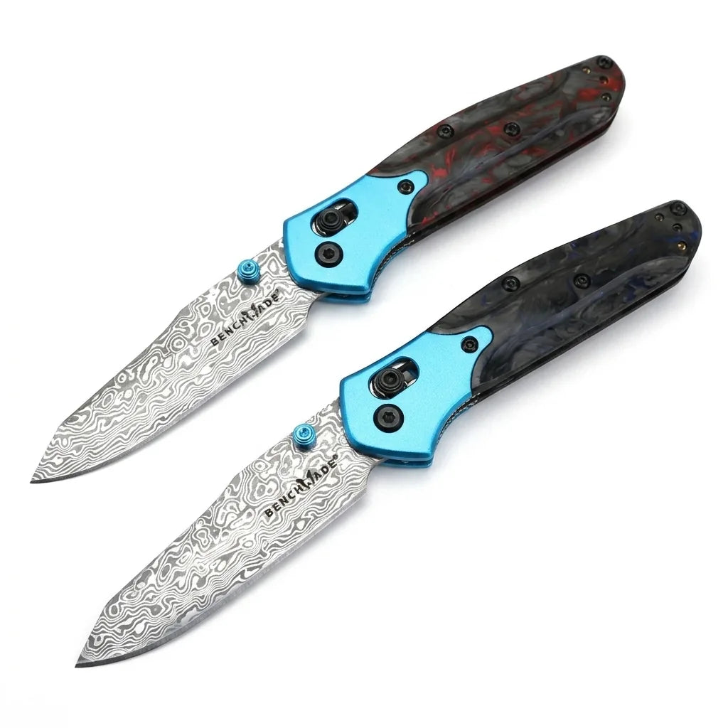Damascus Folding Knife Bench EDC Collectible Gift - 5684
