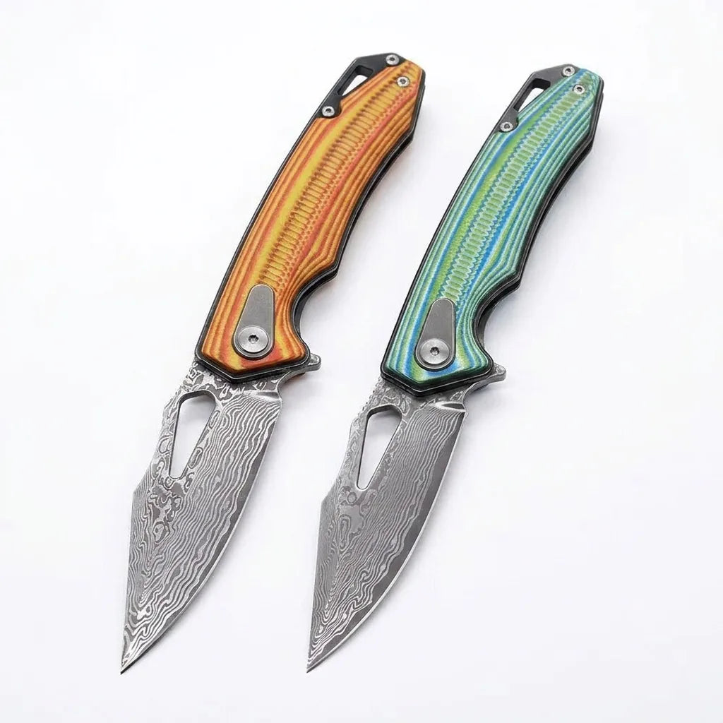 Damascus Folding Knife Damas EDC Collectible Gift - 5937
