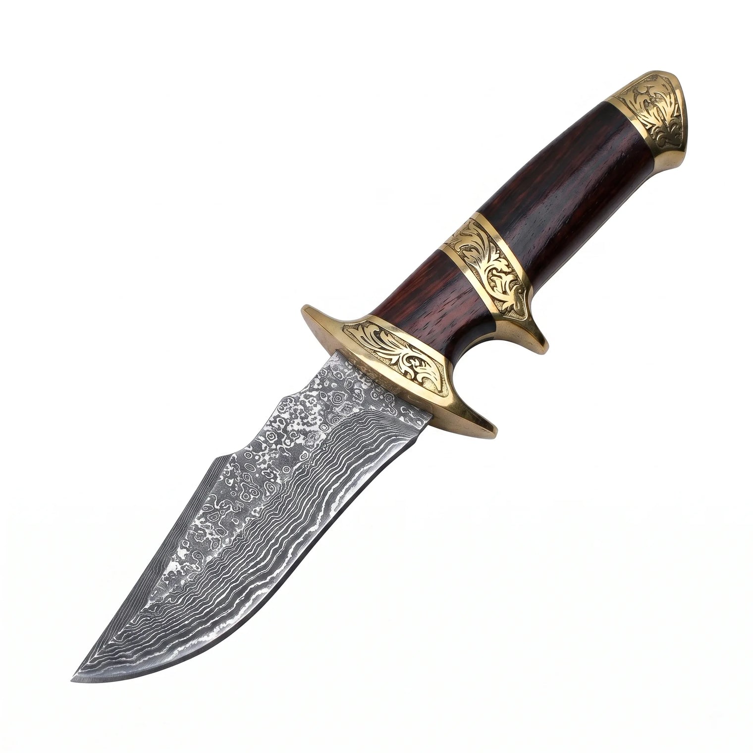 Damascus Hunting Fixed Blade Knife Outdoor EDC - 2936