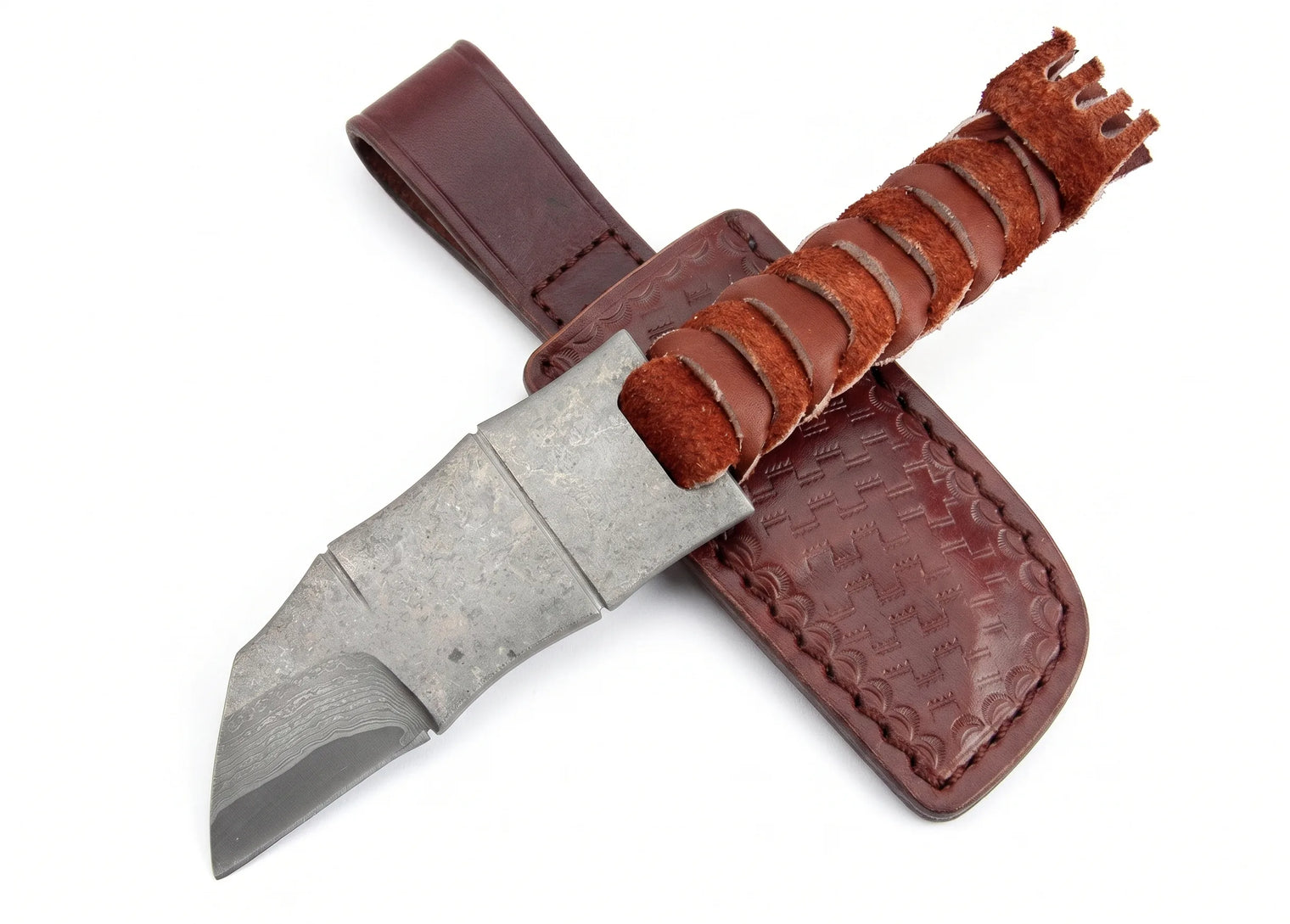 Damascus Outdoor Knife Camping EDC Hand Forged Blade - 1995