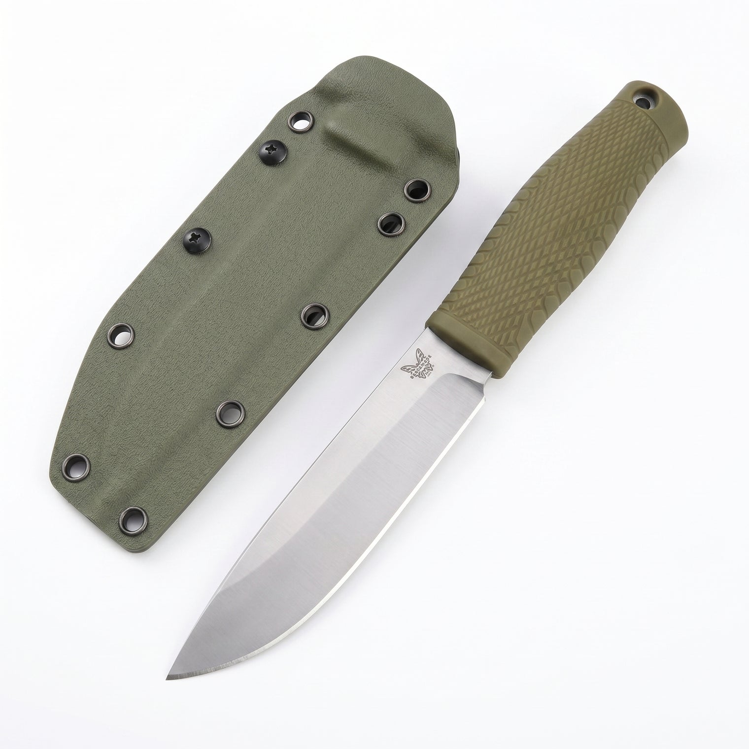 Damascus Outdoor Fixed-Blade Knife: Benchmade Butterfly 202 (K Sheath Edition) 7197 – Outdoor Camping, EDC, Handcrafted Knife, Collectible, Gift, Display, Artistic Forged Gift