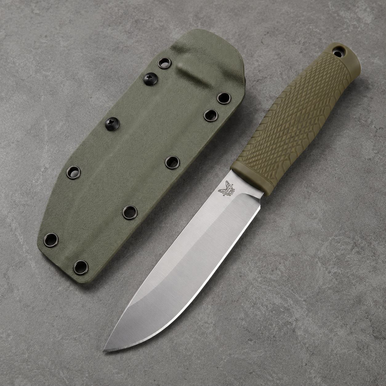 Damascus Outdoor Fixed-Blade Knife: Benchmade Butterfly 202 (K Sheath Edition) 7197 – Outdoor Camping, EDC, Handcrafted Knife, Collectible, Gift, Display, Artistic Forged Gift