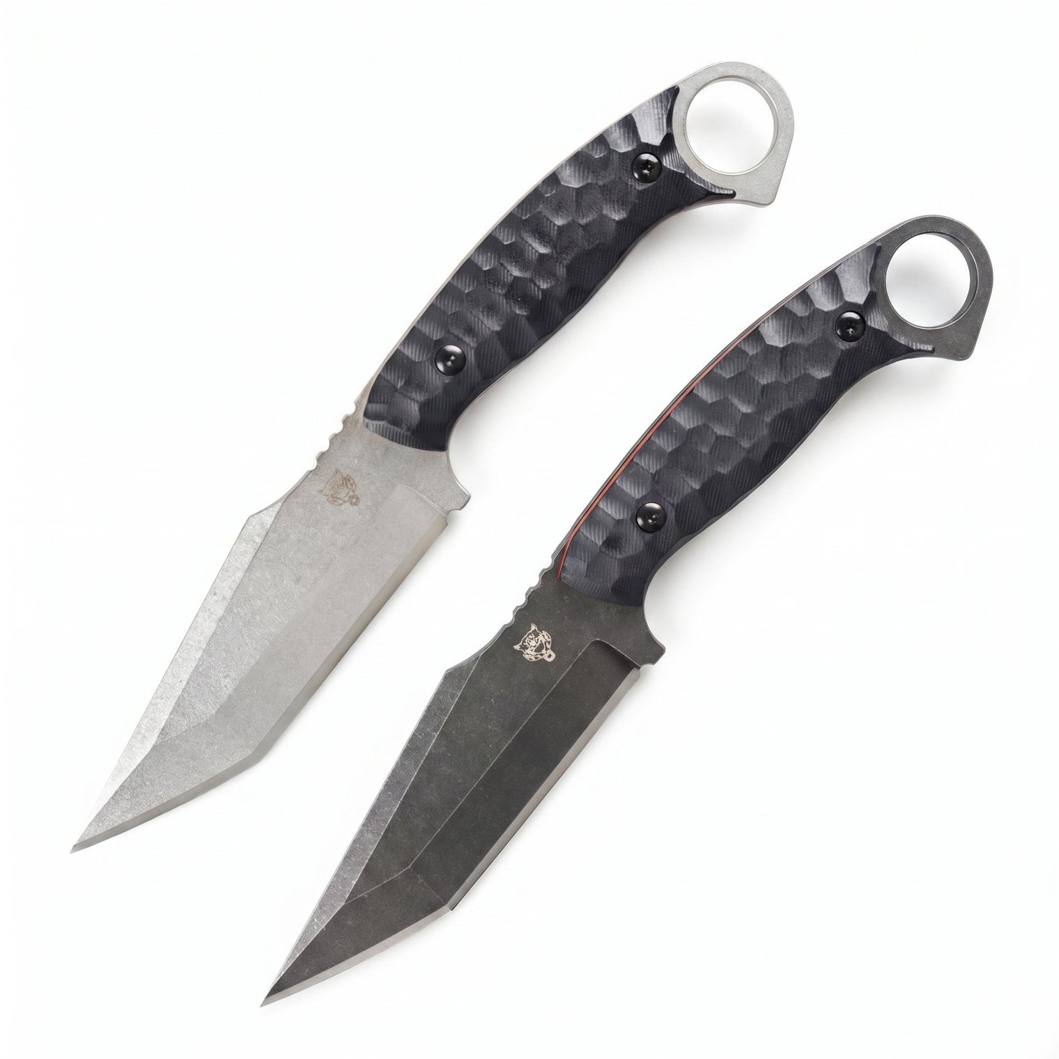Damascus Outdoor Fixed Blade Black Panther Tactical Knife Black Blade White Blade Outdoor Camping EDC Handcrafted Knife Collectible Gift Display-Grade Hand-Forged Gift Edition Outdoor Handcrafted Collectible