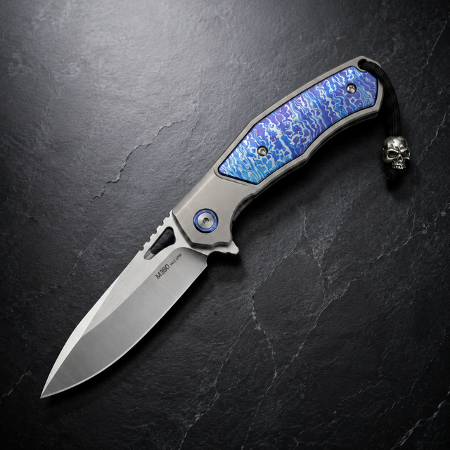 Damascus Folding Knife “Cruiser” · M390 Steel Folding Knife 7295 Outdoor Camping EDC Handcrafted Knife Collection Gift Display Special Hand-Forged Gift Edition