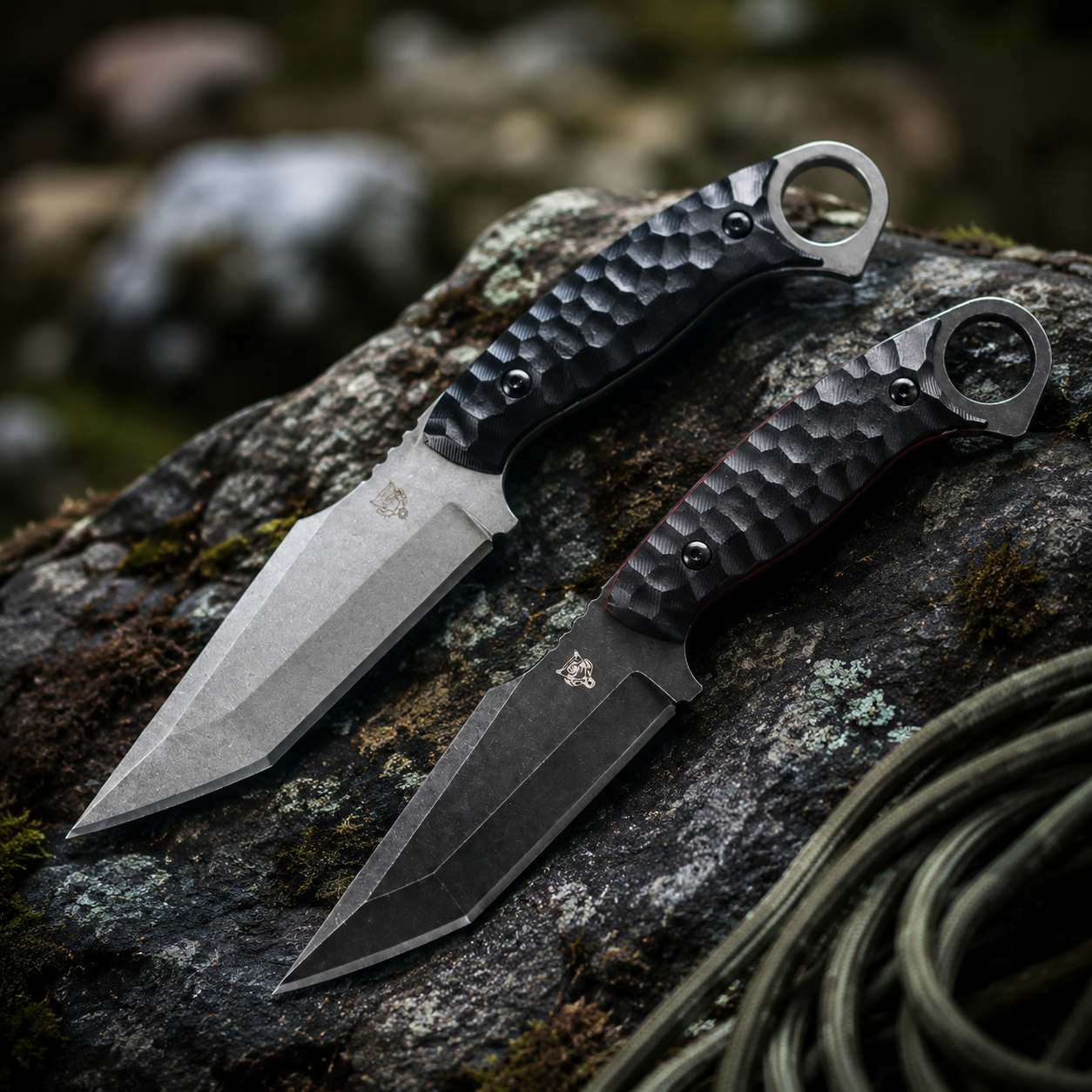 Damascus Outdoor Fixed Blade Black Panther Tactical Knife Black Blade White Blade Outdoor Camping EDC Handcrafted Knife Collectible Gift Display-Grade Hand-Forged Gift Edition Outdoor Handcrafted Collectible