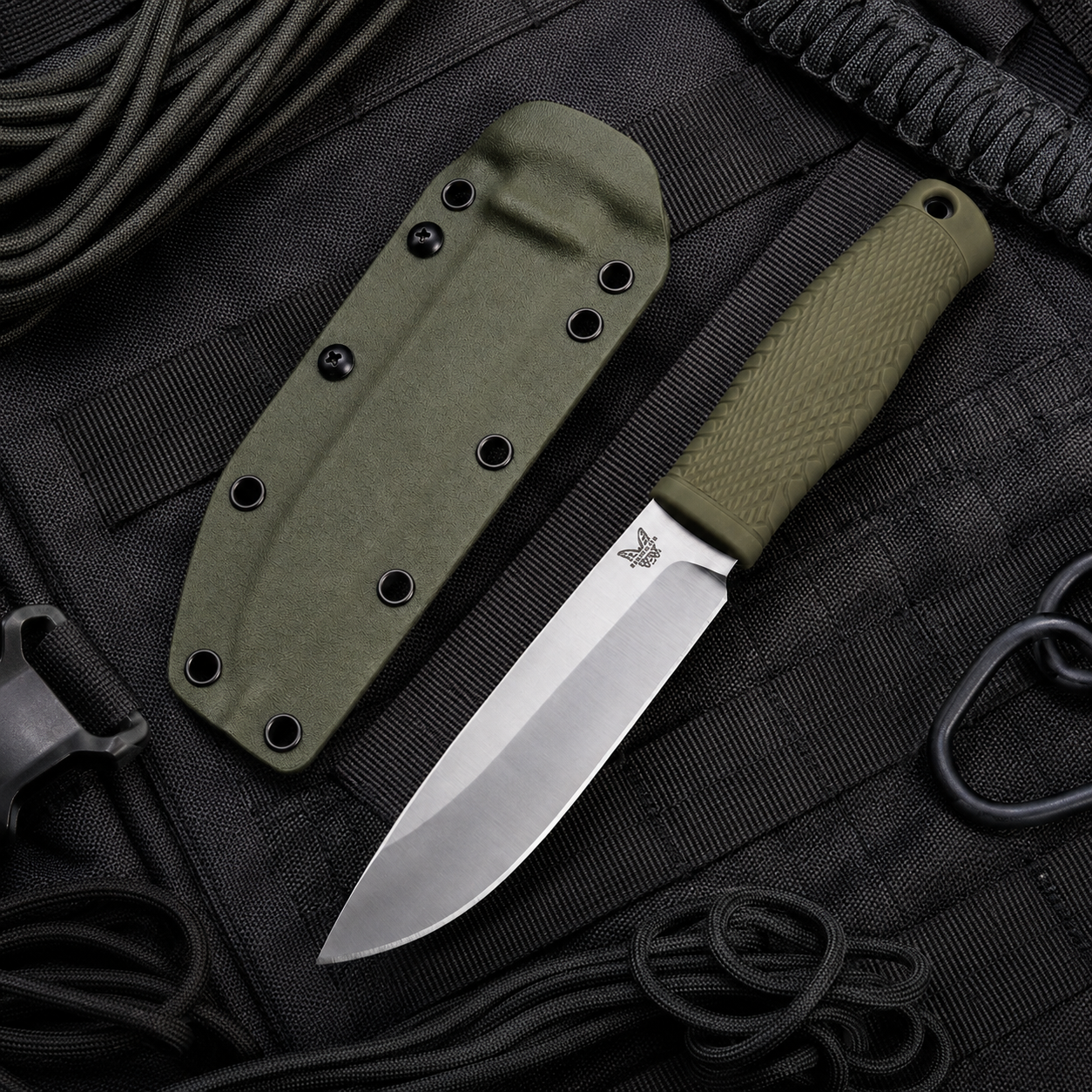 Damascus Outdoor Fixed-Blade Knife: Benchmade Butterfly 202 (K Sheath Edition) 7197 – Outdoor Camping, EDC, Handcrafted Knife, Collectible, Gift, Display, Artistic Forged Gift