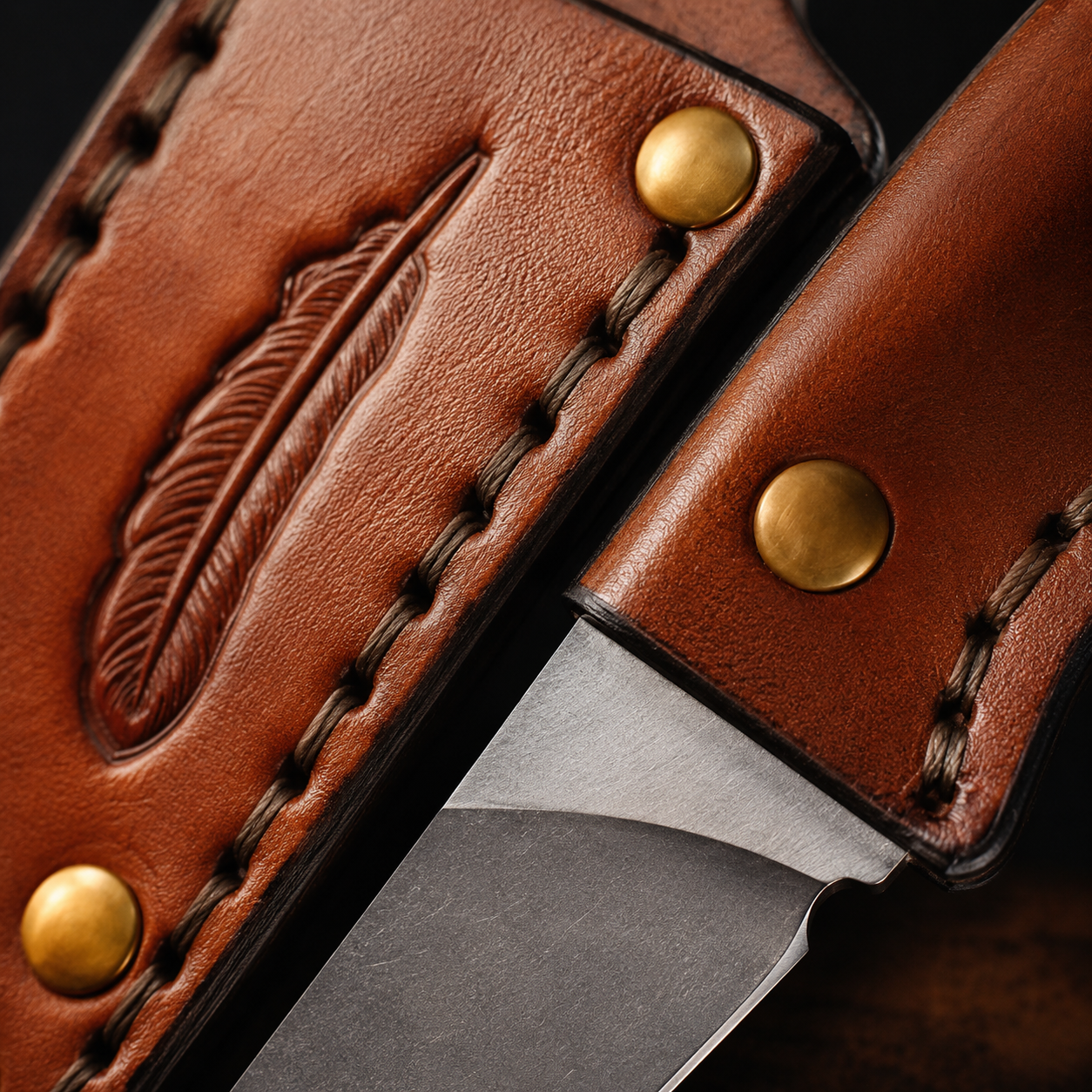 Damascus Outdoor Fixed-Blade Feather Leather Handle Pocket Knife 7248 Outdoor Camping EDC Handcrafted Knife Collectible Gift Display-Grade Hand-Forged Gift Edition Outdoor Handcrafted