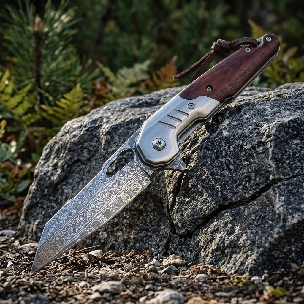 Damascus Folding Knife LUOKE EDC Collectible Gift - 6036