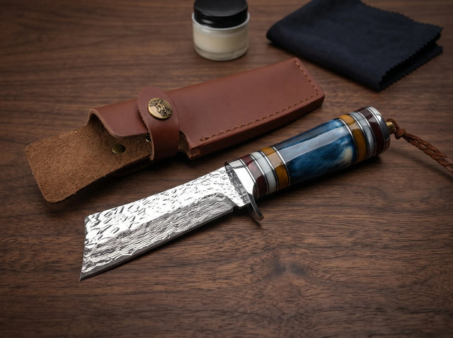 Damascus Samurai Fixed Blade Knife Outdoor EDC - 3754