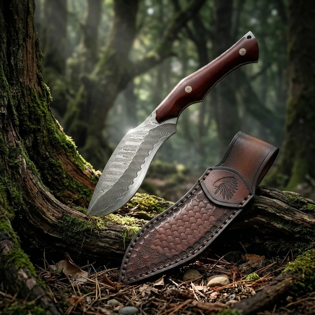 Damascus Straight Knife Wuzu Collectible Fixed Blade - 5311