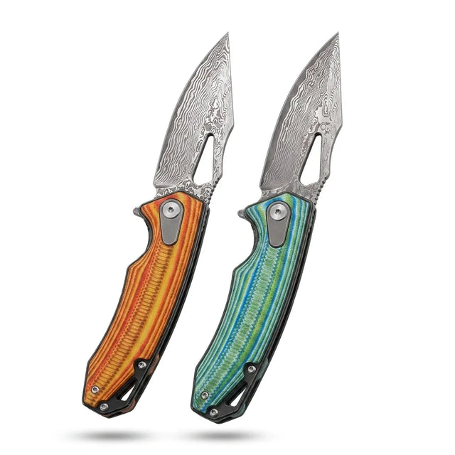 Damascus Folding Knife Damas EDC Collectible Gift - 5937
