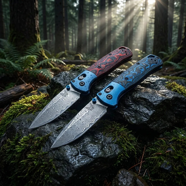 Damascus Folding Knife Bench EDC Collectible Gift - 5684