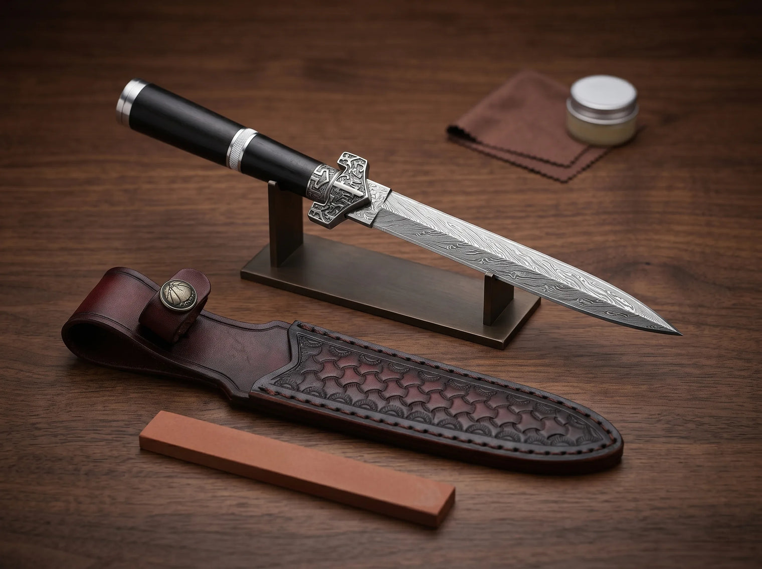 Damascus Mini Katana Display Knife EDC Samurai - 4399