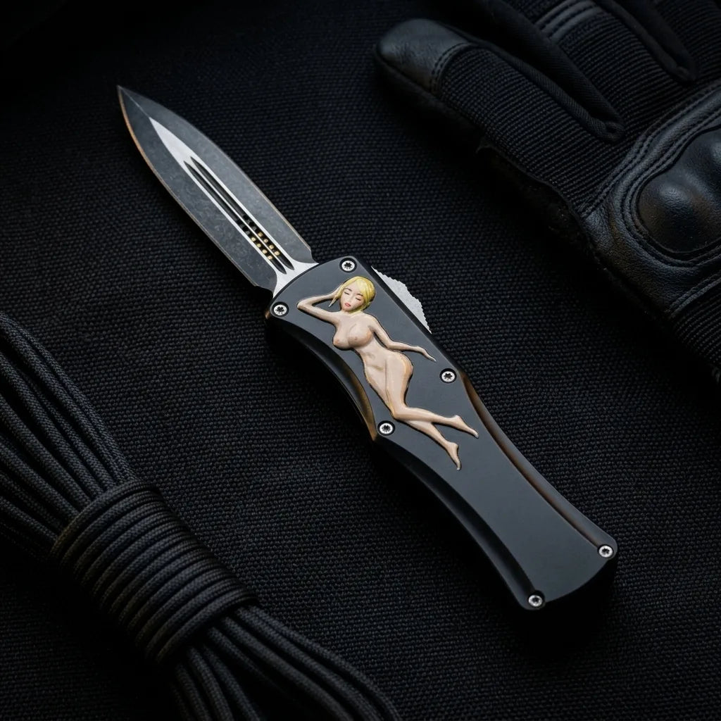 Spring Automatic Knife Naked Girl Pocket Spring Steel - 6113