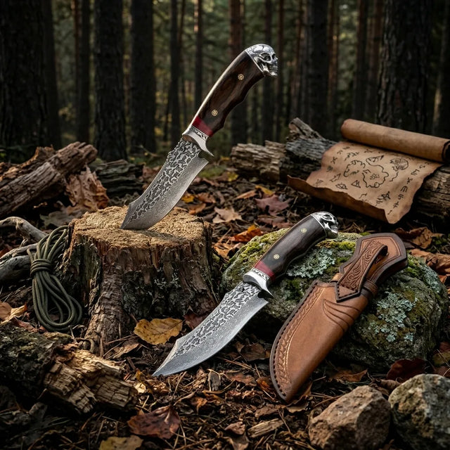 Damascus Straight Knife Harl Collectible Fixed Blade - 5778