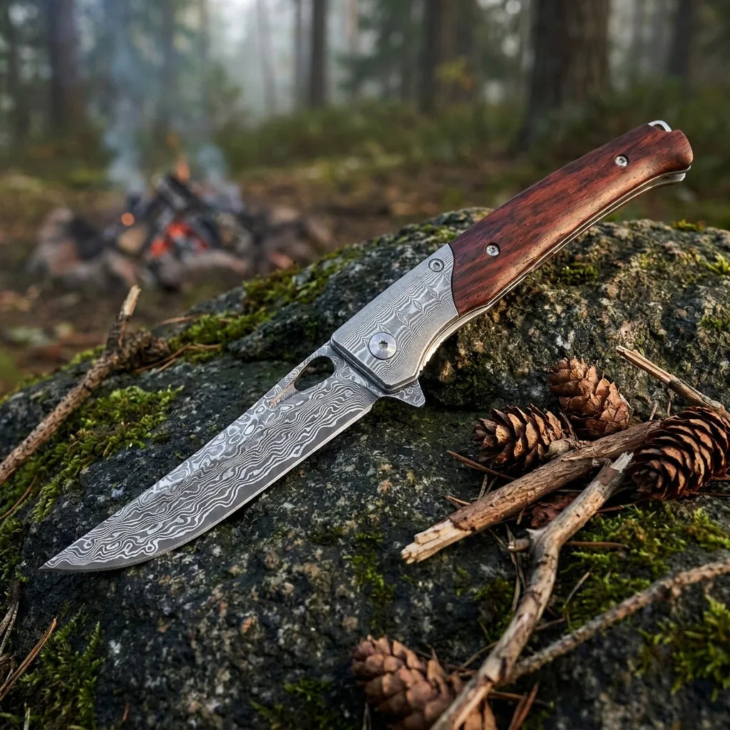 Damascus Folding Knife VG10 EDC Collectible Gift - 5378