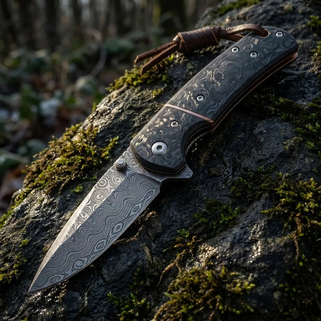 Damascus Folding Knife Night EDC Collectible Gift - 6175