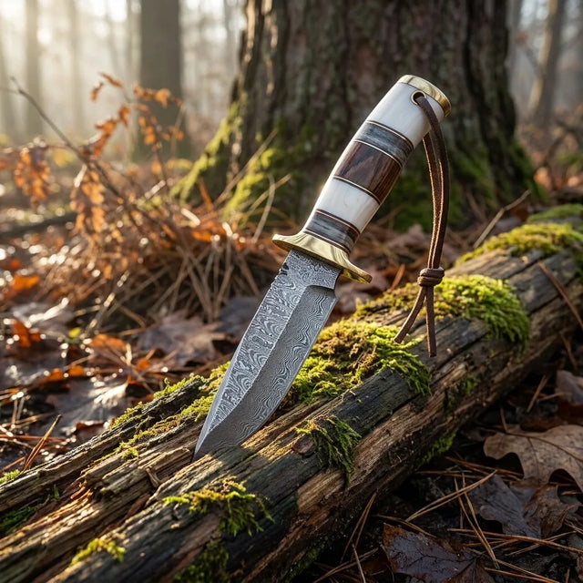Damascus Straight Knife Litt Collectible Fixed Blade - 5214