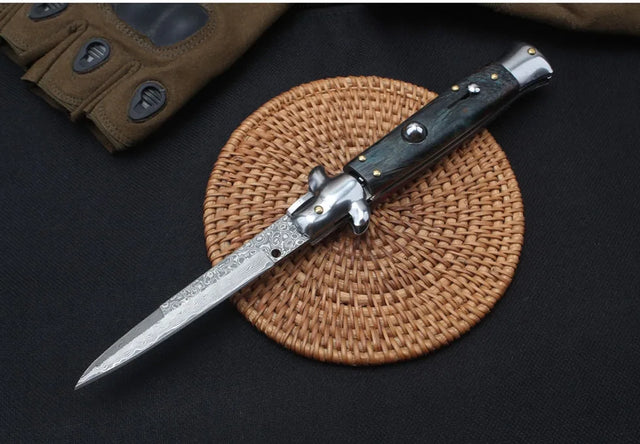 Damascus Folding Knife AKC I EDC Collectible Gift - 4934