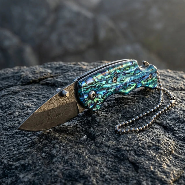 Damascus Folding Knife Damas EDC Collectible Gift - 6451