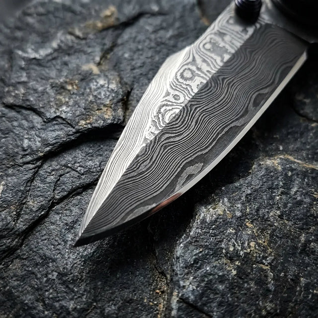 Damascus Folding Knife Hunti EDC Collectible Gift - 4375