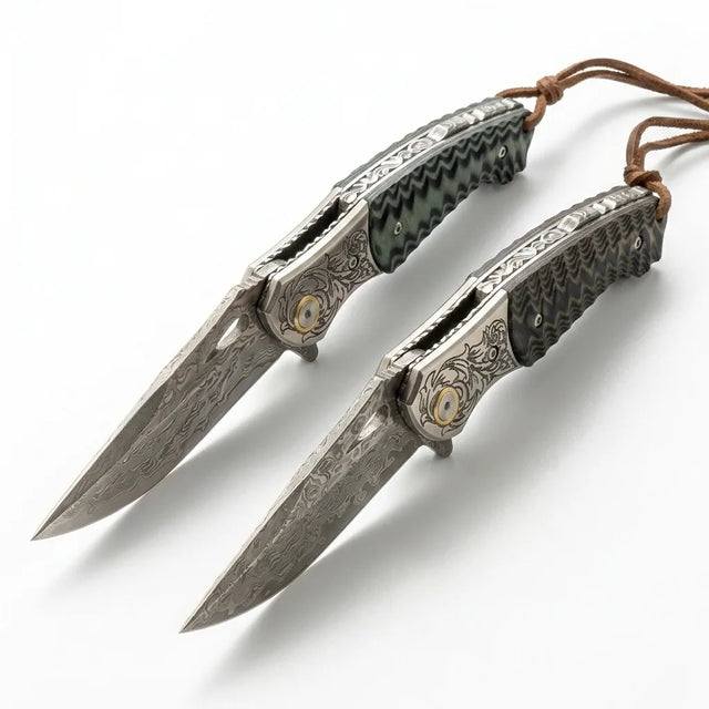 Damascus EDC Folder Golden Eagle EDC Collectible Gift - 7065