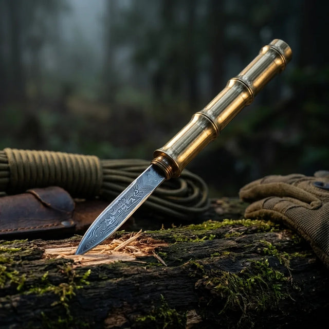 Damascus Straight Knife Laun Collectible Fixed Blade - 5740