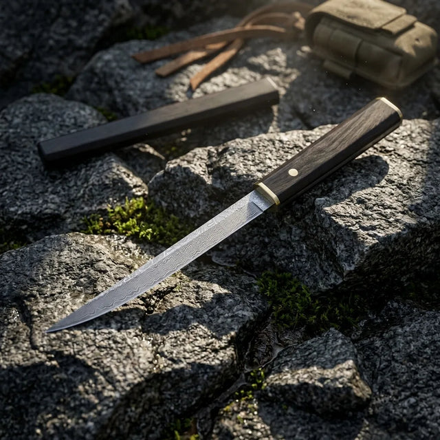 Damascus Straight Knife Equa Collectible Fixed Blade - 5760
