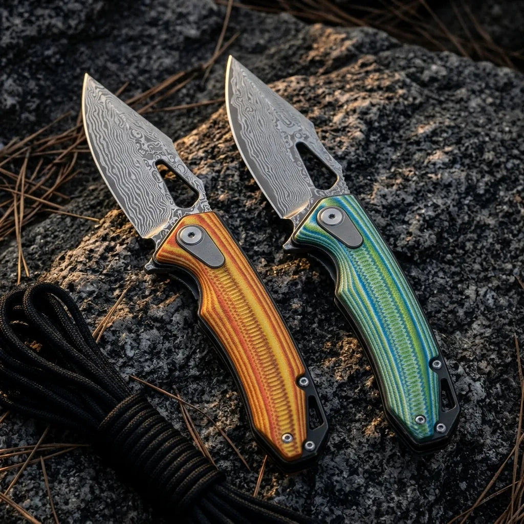 Damascus Folding Knife Damas EDC Collectible Gift - 5937