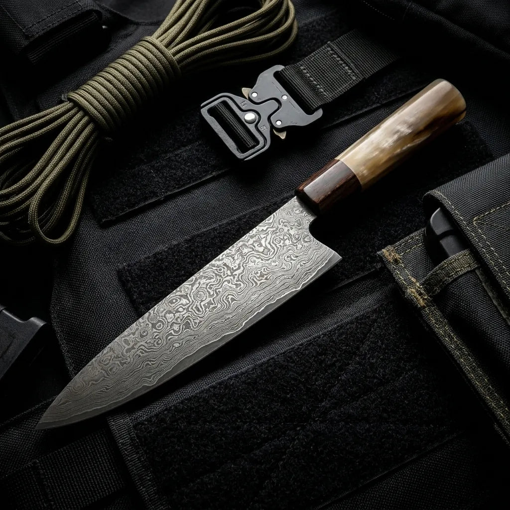 Damascus Straight Knife Eggp Collectible Fixed Blade - 5147