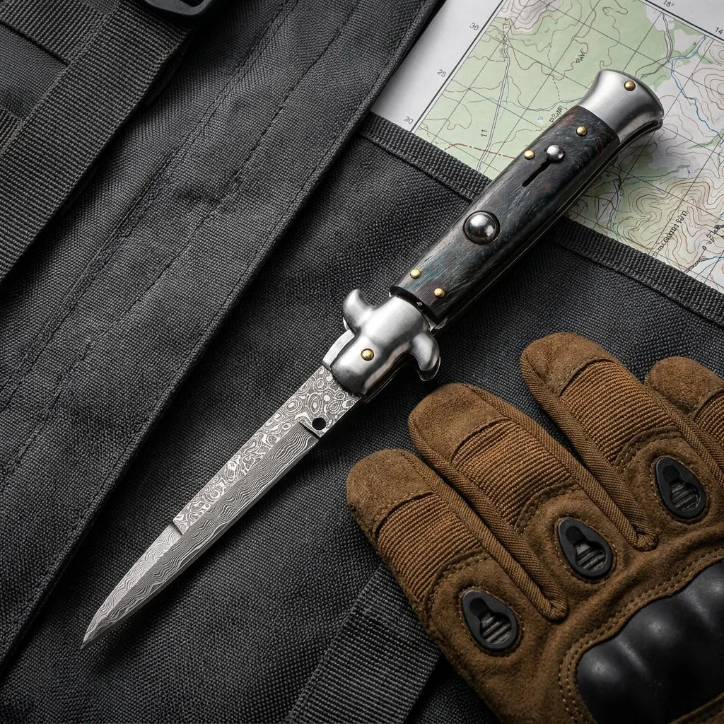 Damascus Folding Knife AKC I EDC Collectible Gift - 4934