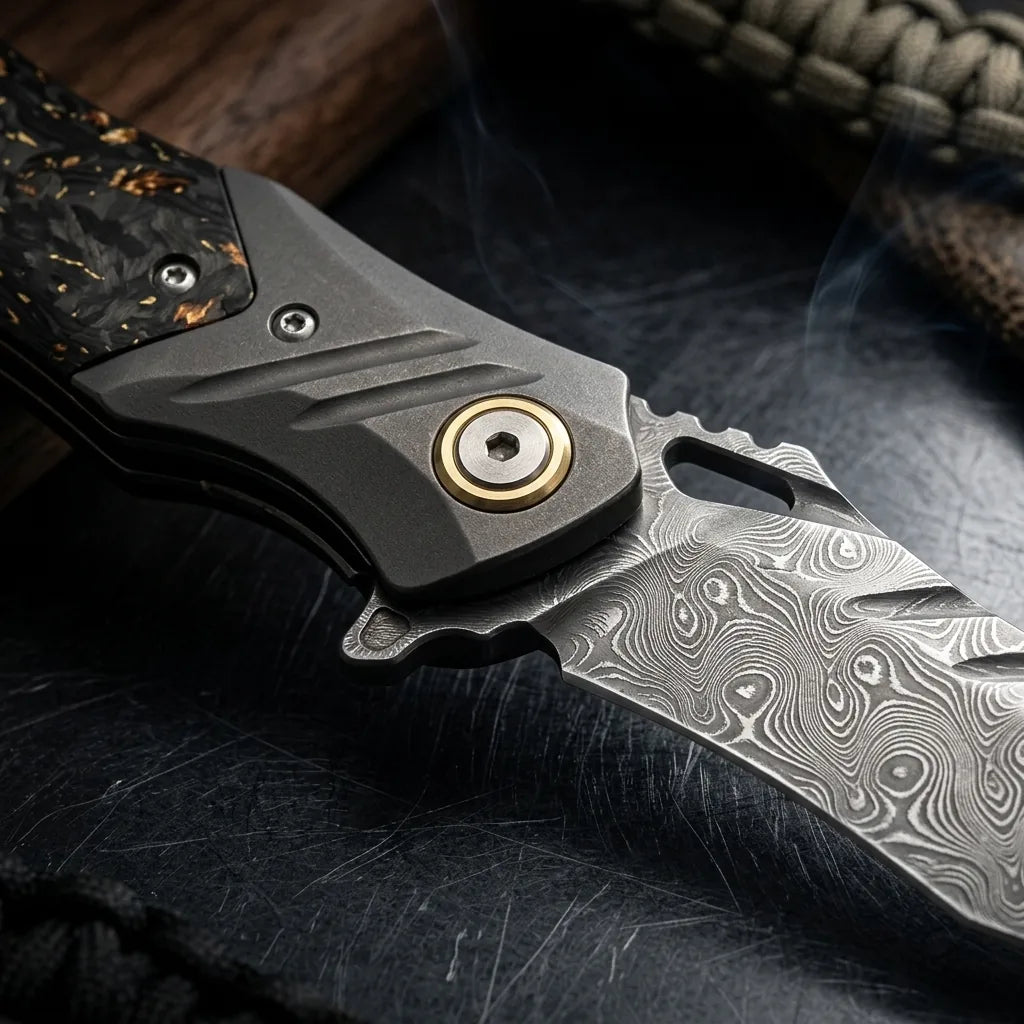 Damascus Folding Knife Poiso EDC Collectible Gift - 6932