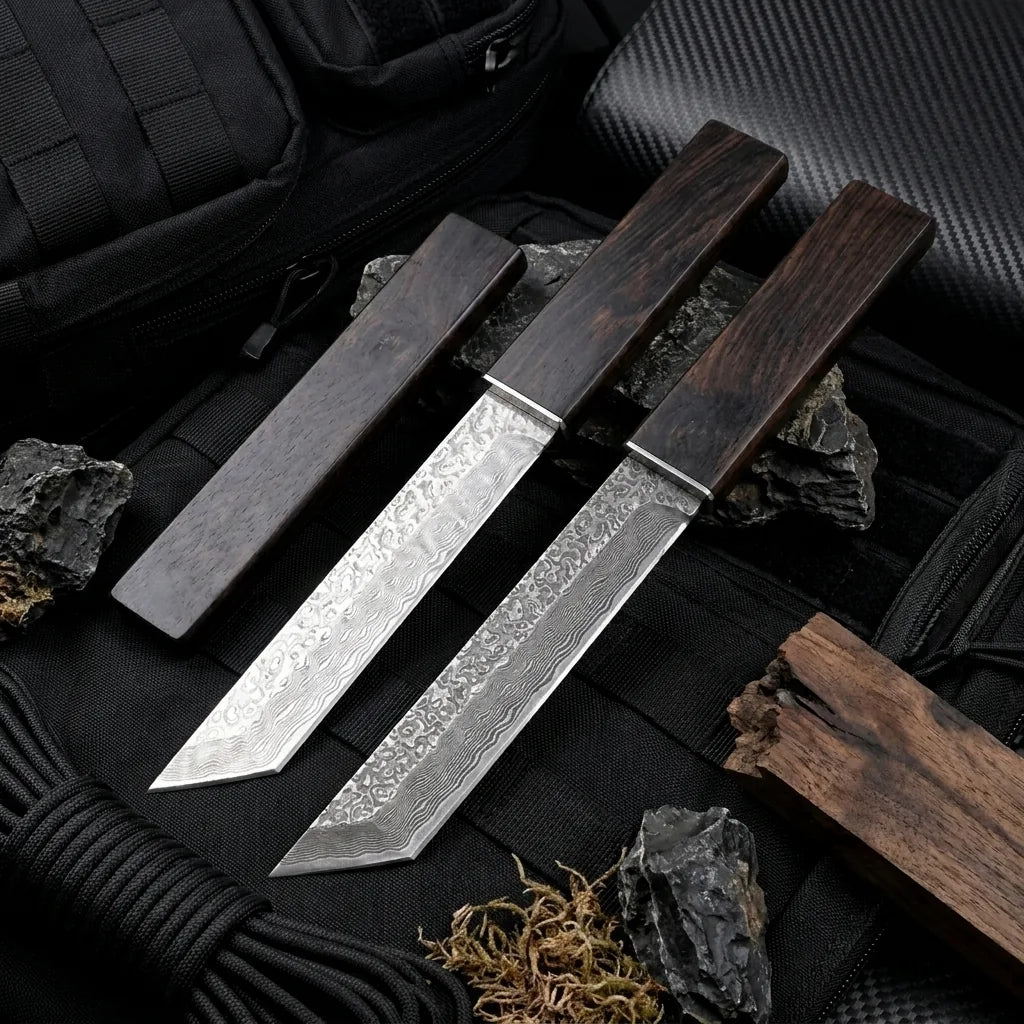 Damascus Straight Knife Blac Collectible Fixed Blade - 5347