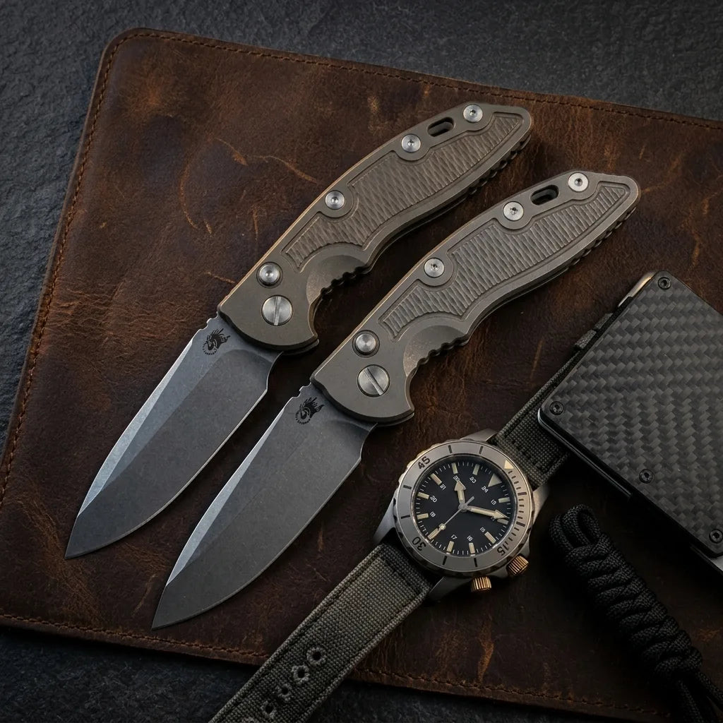 OTF Stiletto Knife XM18 侧跳 钛合金折叠刀 Pocket Spring Steel - 6101