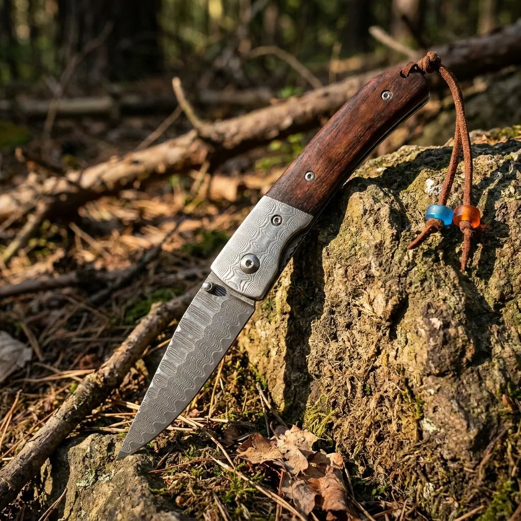 Damascus Folding Knife Thoma EDC Collectible Gift - 3624