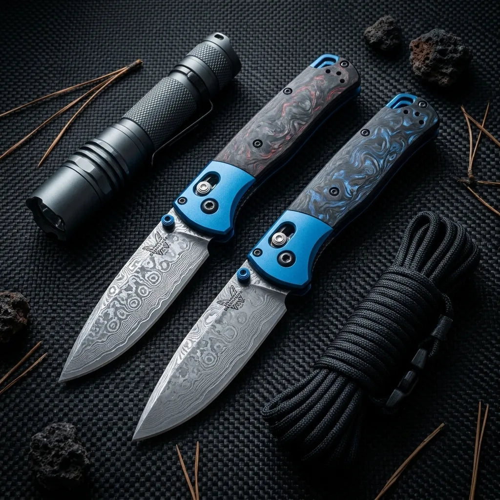 Damascus Folding Knife Bench EDC Collectible Gift - 5684