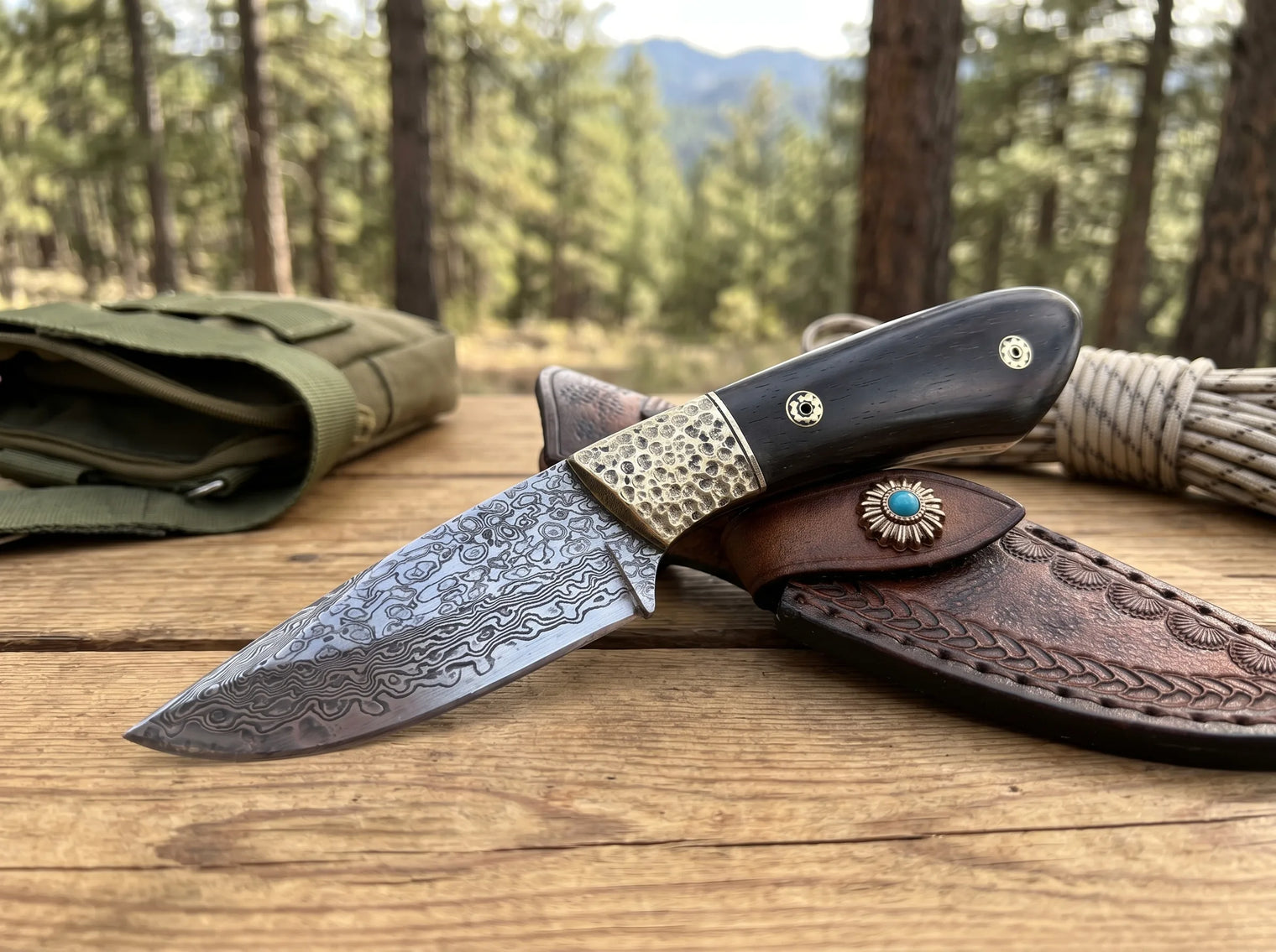 Damascus VG10 Outdoor Fixed Blade Knife Ashima - 5074