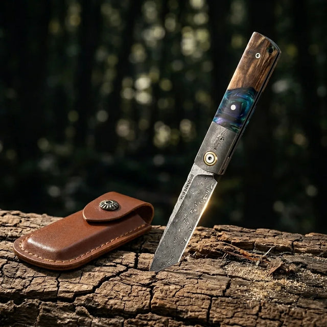 Damascus Folding Knife Xiush EDC Collectible Gift - 6188