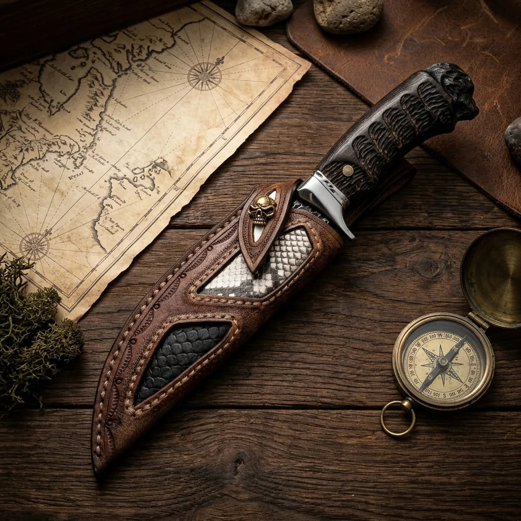 Damascus Straight Knife BLAC Collectible Fixed Blade - 5346