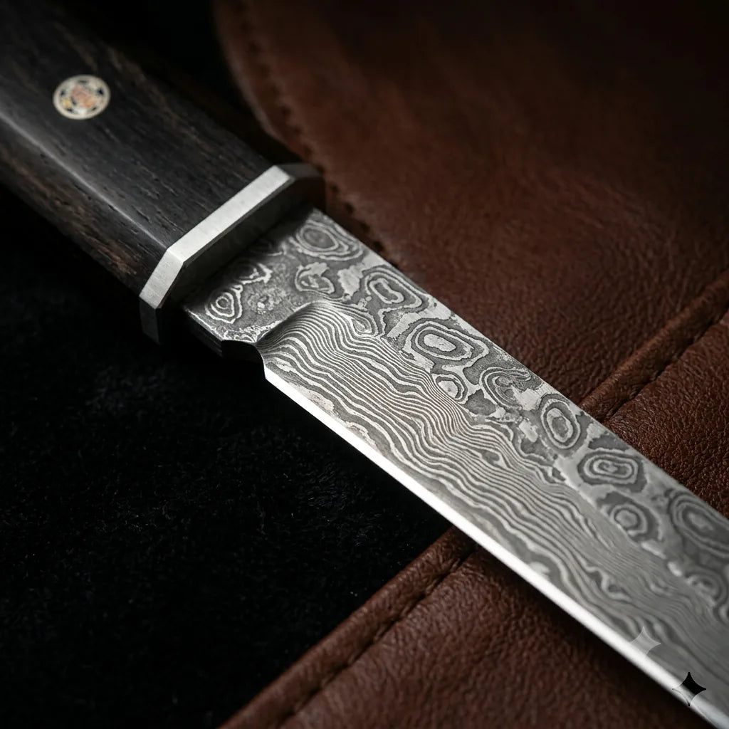 Damascus Straight Knife Kend Collectible Fixed Blade - 5594